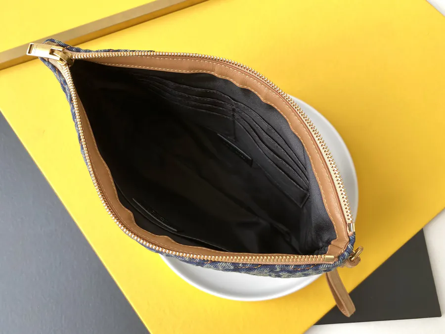 Saint Laurent Paris Denim Fabric Gold Zip Handbag