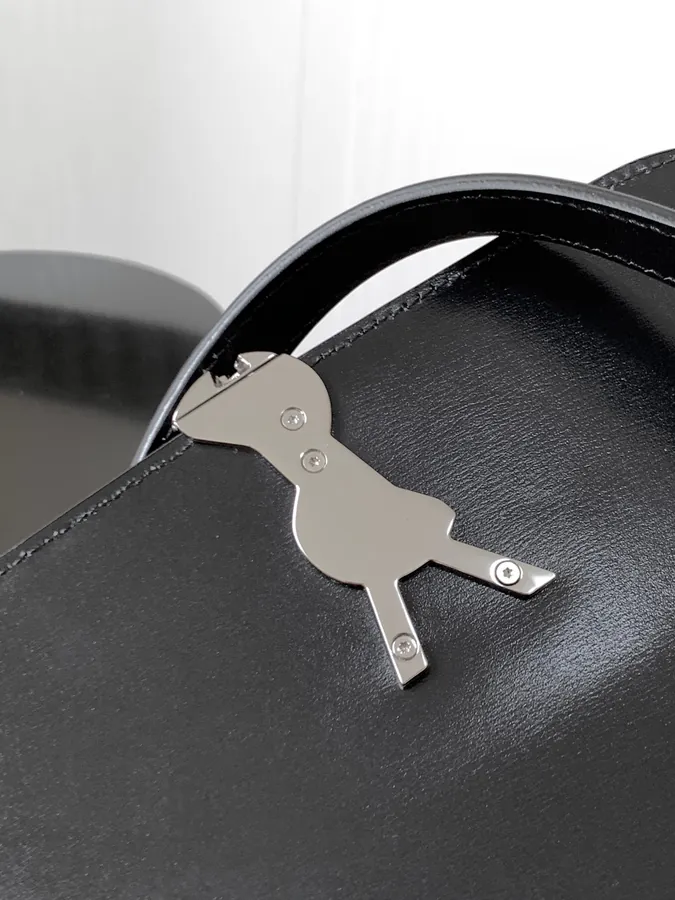 Solferino Box Men's Black Leather with Silver Clasp