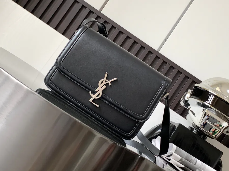 Solferino Box Men's Black Calfskin with Silver Clasp