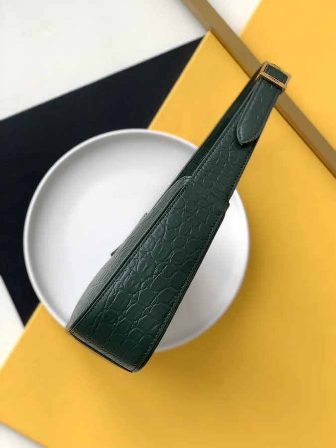 P600 657228 Green Crocodile Skin Crossbody Bag