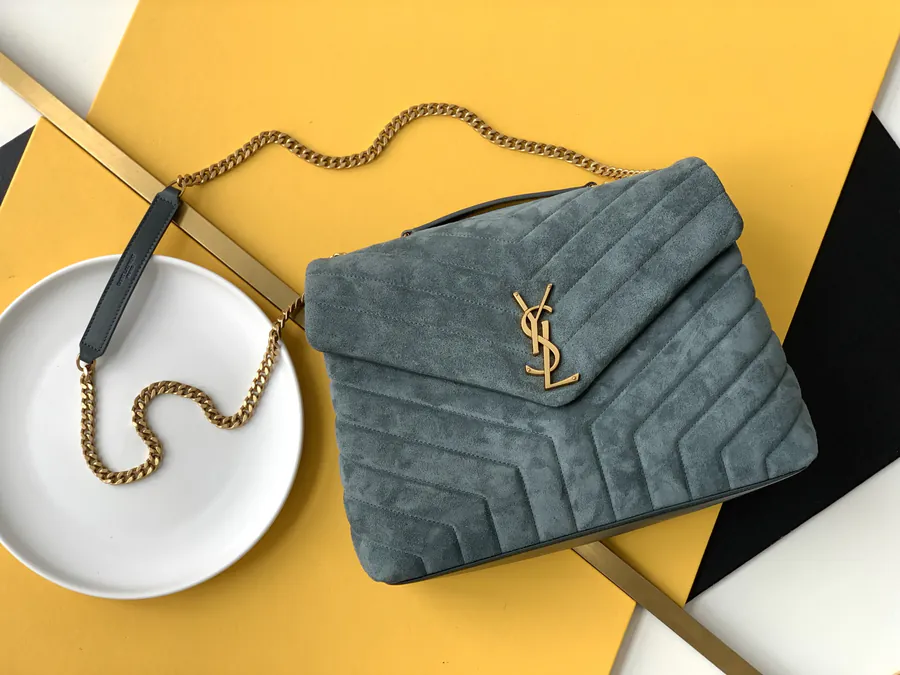 YSL Saint Laurent Grained Calfskin Velvet Series Bucket Bag