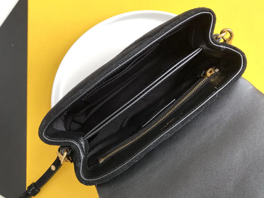 YSL Saint Laurent Velvet绒面金扣手袋