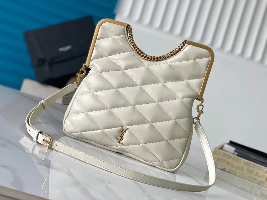 YSL 23 Summer New Grained Leather Metal Clasp Tote