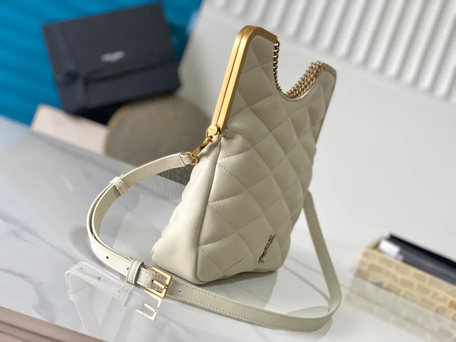 YSL 23 Summer New Grained Leather Metal Clasp Tote