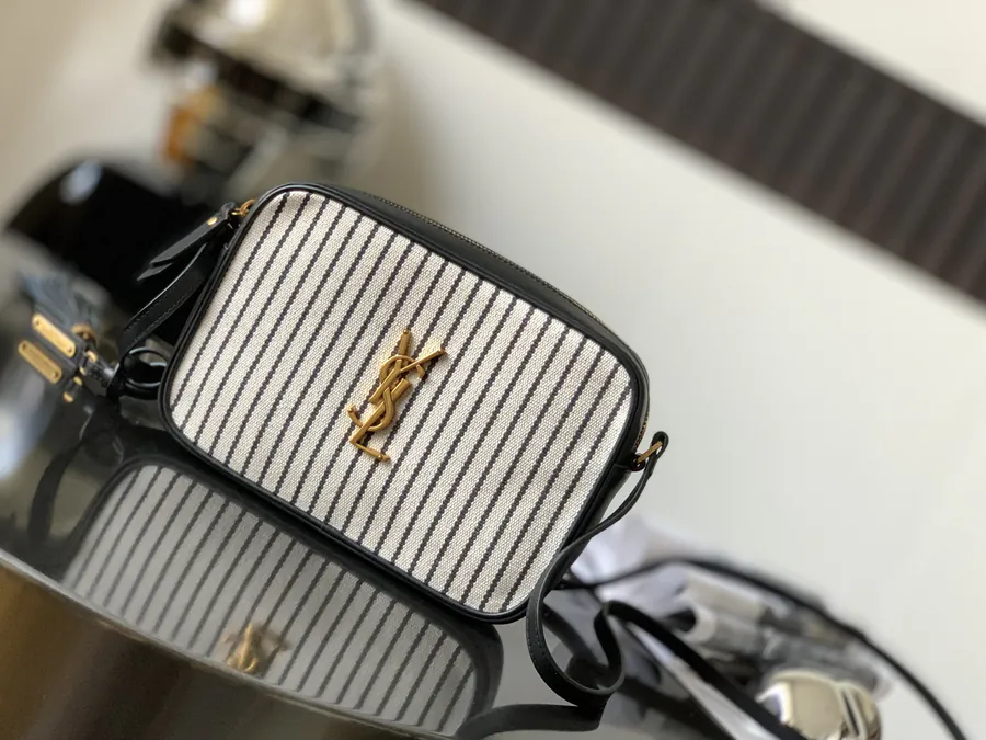 YSL Saint Laurent Premium Camera Bag with Gold Trim and Leather