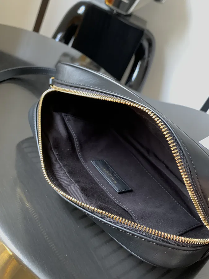 YSL Saint Laurent Premium Camera Bag with Gold Trim and Leather
